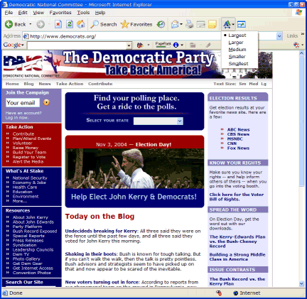 Democratic Party in Internet Explorer