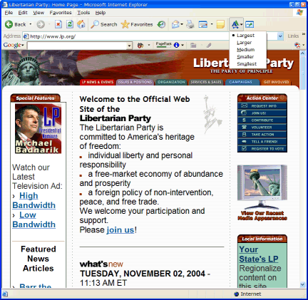 Libertarian Party in Internet Explorer