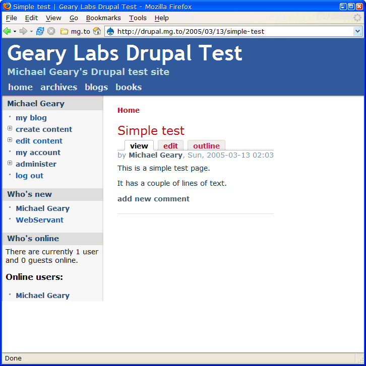 Drupal page display